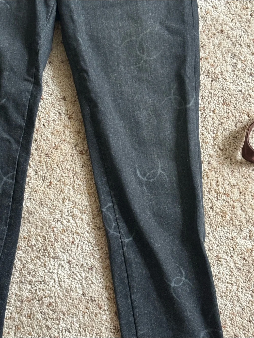 CHANEL Black Skinny Jeans with Subtle CC Motif